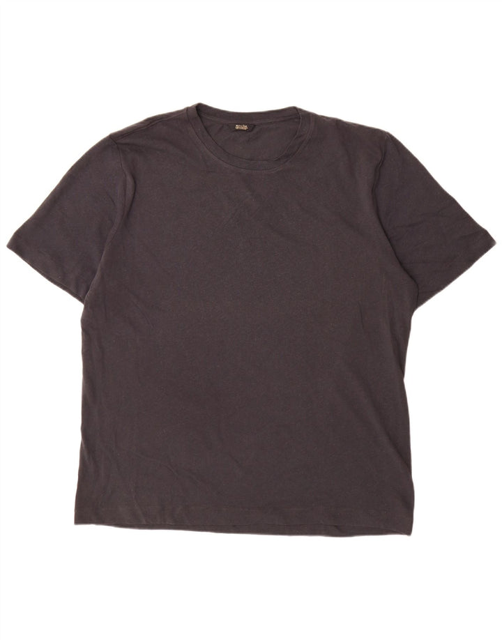Massimo Dutti Mens T-Shirt Top 2XL Grey Linen