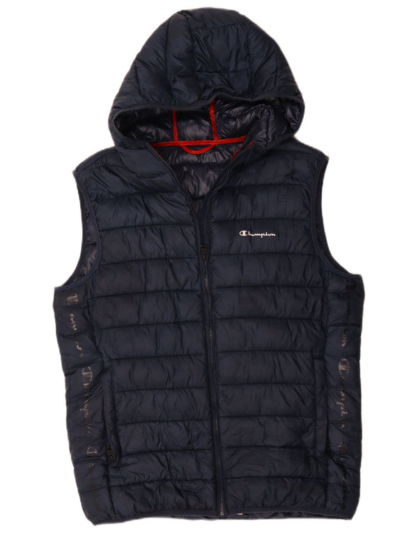 Champion Mens Hooded Padded Gilet UK 42 XL Navy Blue