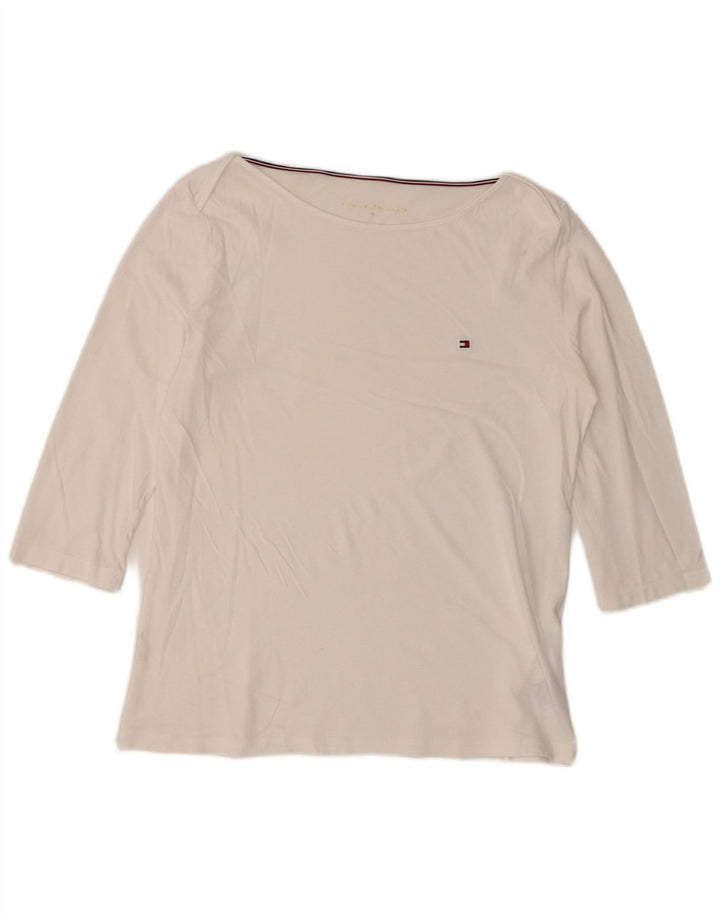 Tommy Hilfiger Womens Top 3/4 Sleeve UK 14 Medium White Cotton