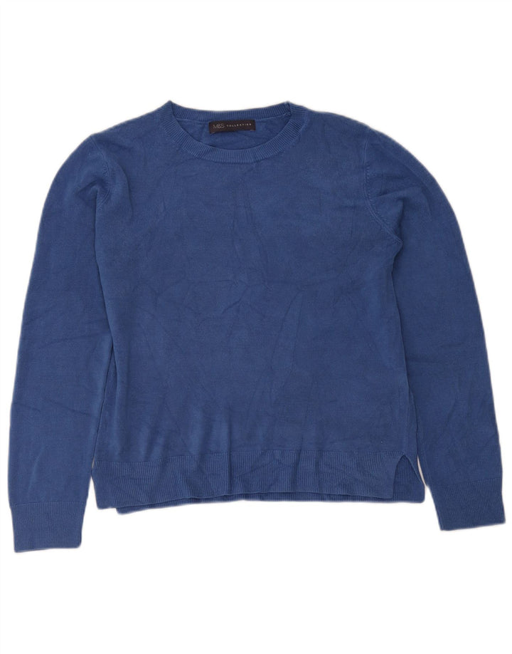 Marks & Spencer Womens Boat Neck Jumper Sweater UK 12 Medium Blue Acrylic