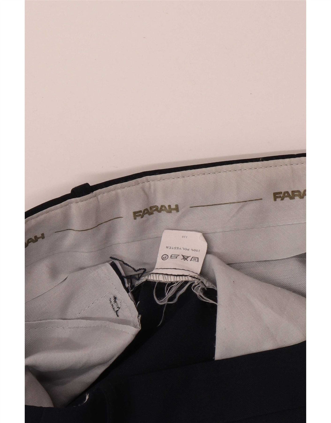 Farah Mens Straight Casual Trousers W36 L30 Navy Blue Polyester