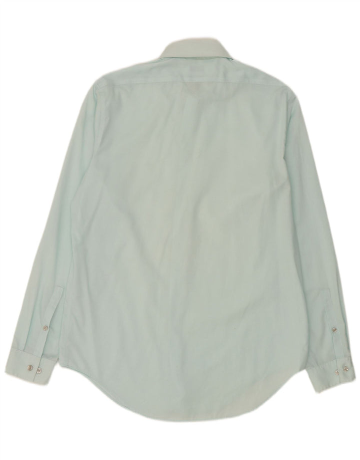 Calvin Klein Mens Slim Fit Shirt Size 16 Large Blue Cotton