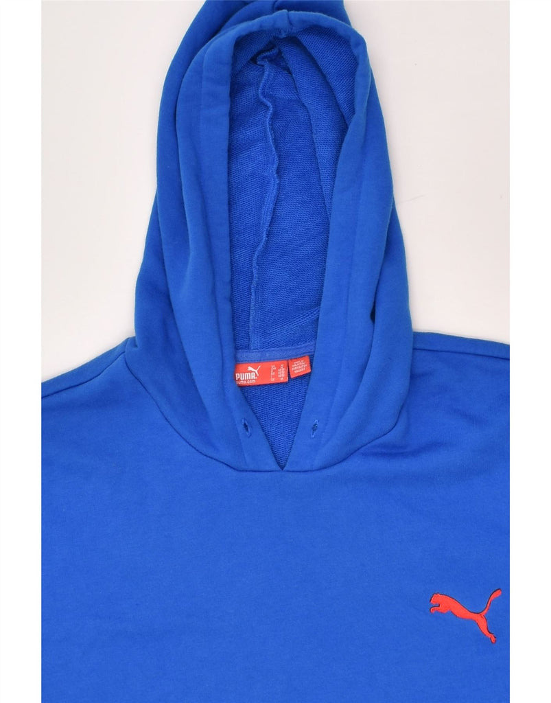 PUMA Mens Graphic Hoodie Jumper Medium Blue Cotton | Vintage Puma | Thrift | Second-Hand Puma | Used Clothing | Messina Hembry 