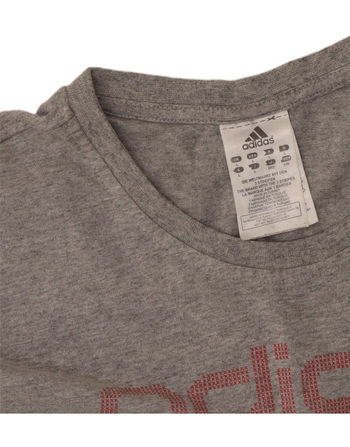 ADIDAS Womens Graphic T-Shirt Top UK 16 Large Grey Cotton