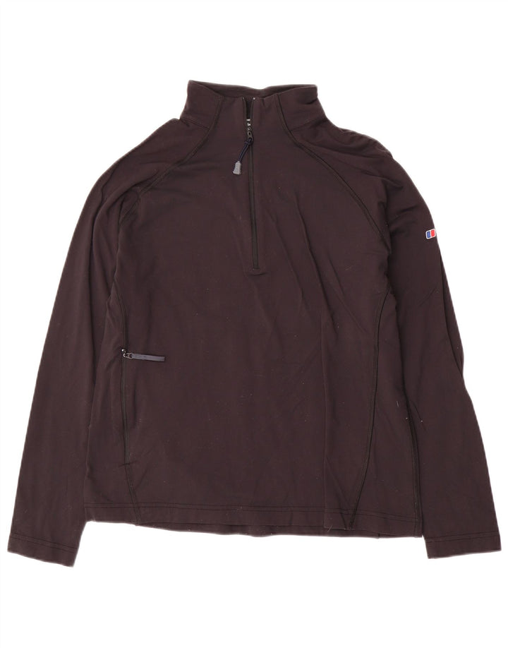 Berghaus Womens Zip Neck Pullover Tracksuit Top UK 12 Medium Black Nylon