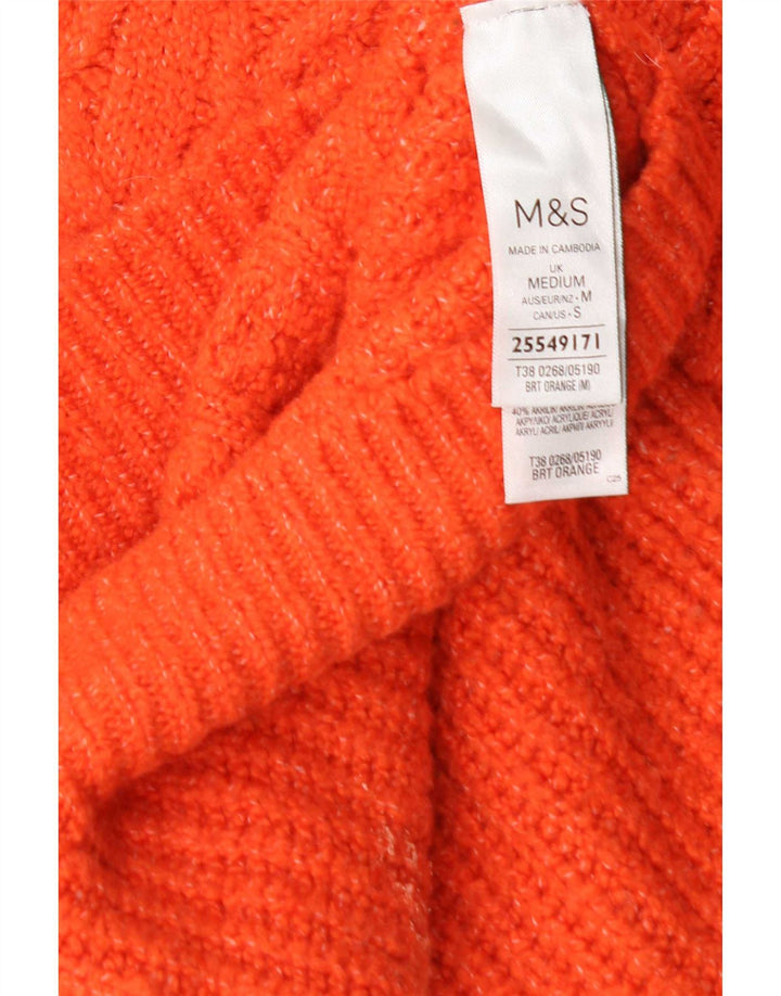 Marks & Spencer Womens Turtle Neck Jumper Sweater UK 14 Medium Orange