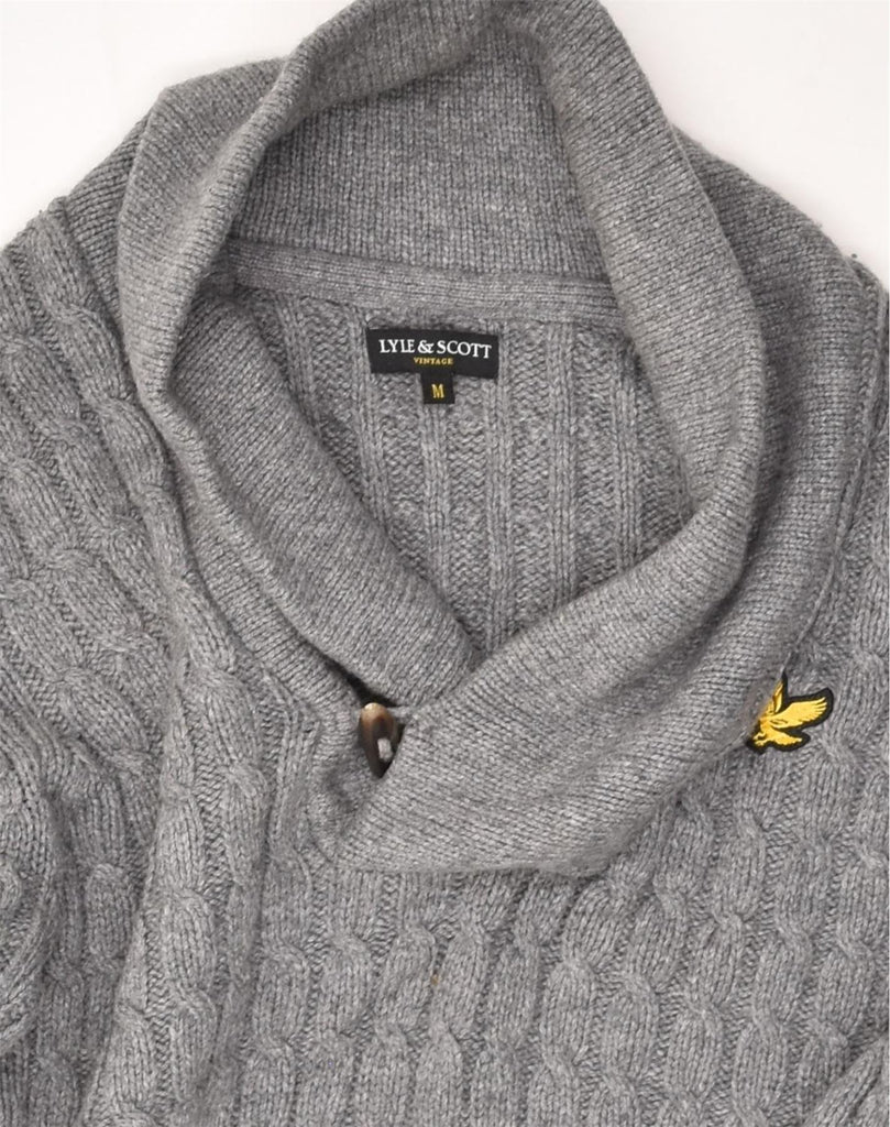 LYLE & SCOTT Mens Shawl Neck Jumper Sweater Medium Grey Lambswool | Vintage Lyle & Scott | Thrift | Second-Hand Lyle & Scott | Used Clothing | Messina Hembry 