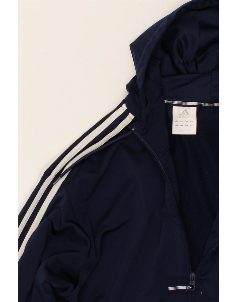 ADIDAS Mens Hooded Tracksuit Top Jacket Medium Navy Blue Polyester Vintage Adidas and Second-Hand Adidas from Messina Hembry 