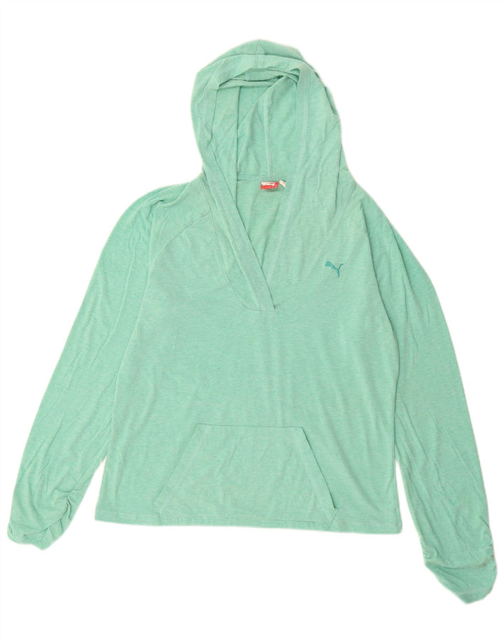 PUMA Womens Hoodie Jumper UK 14 Large Green
