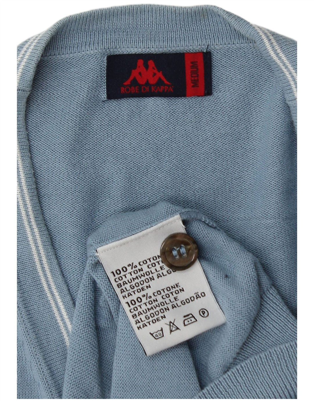 Kappa Mens Cardigan Sweater Medium Blue Cotton