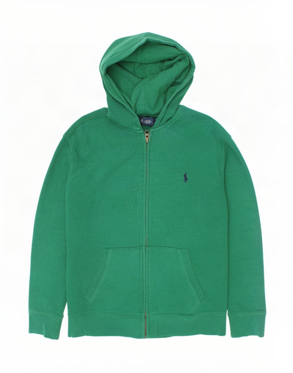 Polo Ralph Lauren Boys Zip Hoodie Sweater 10-11 Years Medium Green Cotton