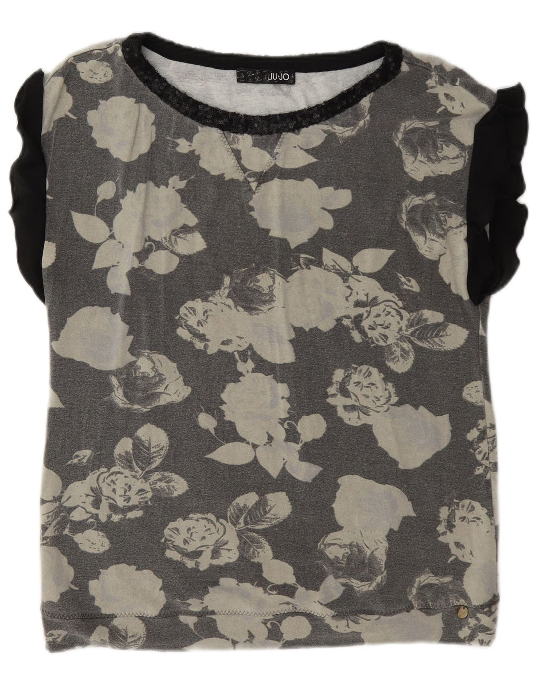 Liu Jo Womens Blouse Top IT 44 Medium Grey Floral Viscose