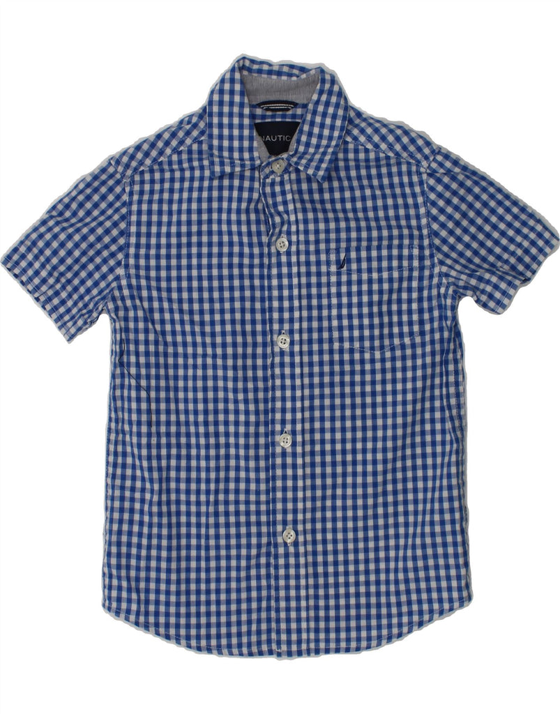 NAUTICA Boys Short Sleeve Shirt 3-4 Years Small Blue Gingham Cotton | Vintage Nautica | Thrift | Second-Hand Nautica | Used Clothing | Messina Hembry 