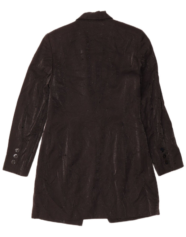 RICHARDS Womens Overcoat UK 10 Small Black Floral Viscose