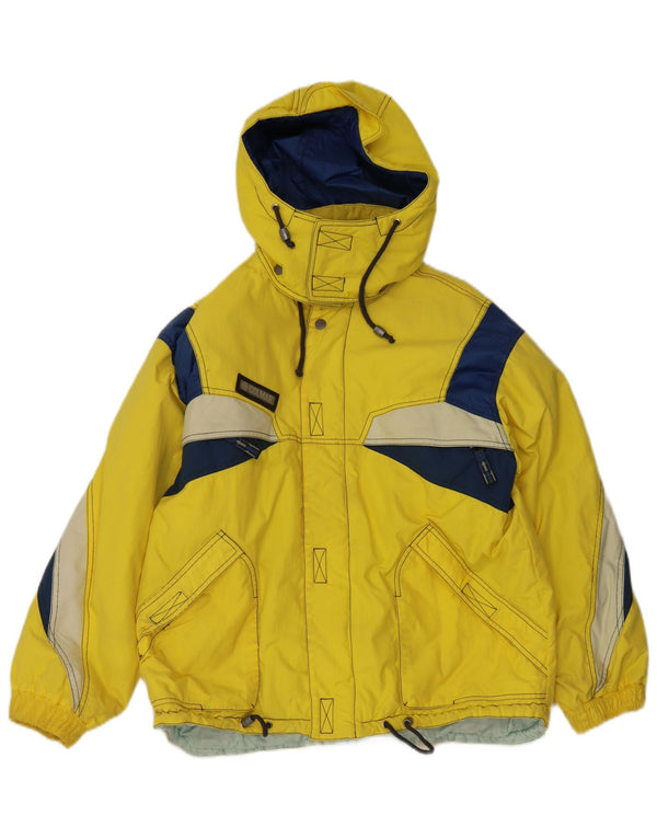 Colmar Mens Hooded Ski Jacket US 42 Large Yellow Colourblock