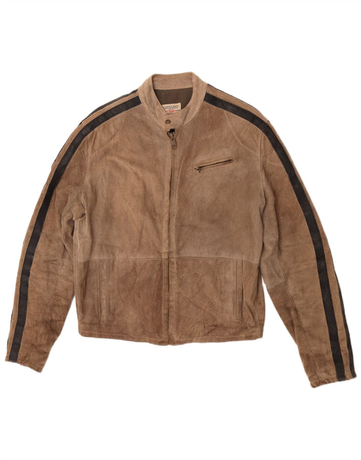 Vintage Womens Bomber Jacket EU 44 XL Brown Colourblock Cotton