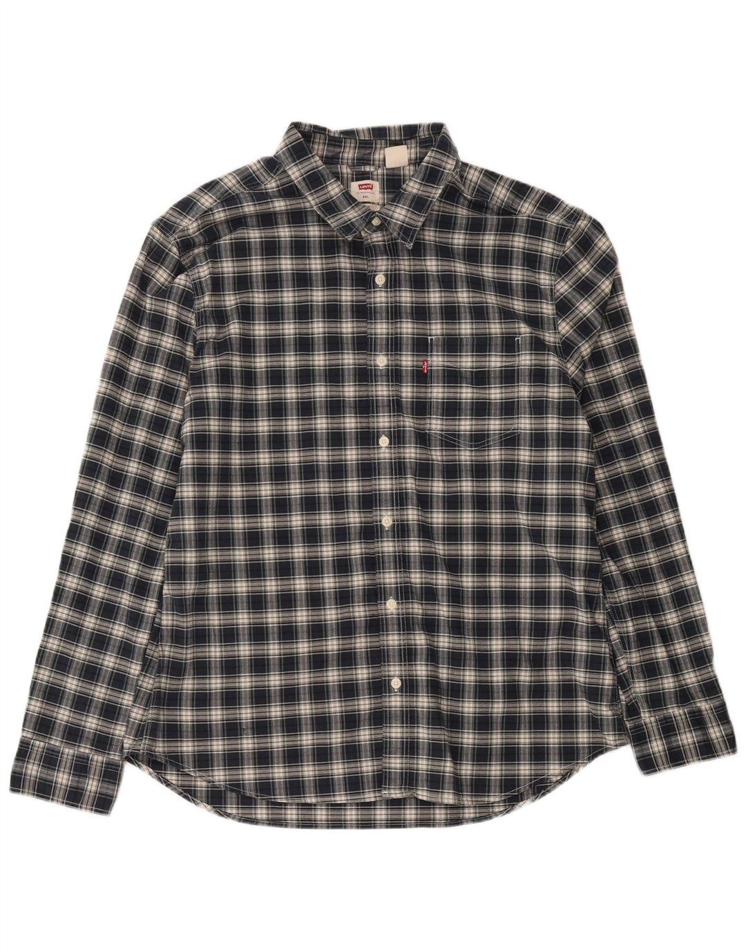 Levi's Mens Slim Shirt 2XL Navy Blue Check Cotton