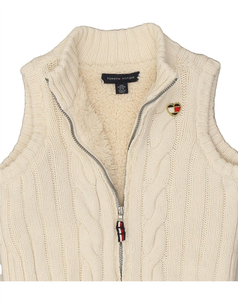 TOMMY HILFIGER Boys Sleeveless Cardigan Sweater 2-3 Years 2XS  White | Vintage Tommy Hilfiger | Thrift | Second-Hand Tommy Hilfiger | Used Clothing | Messina Hembry 