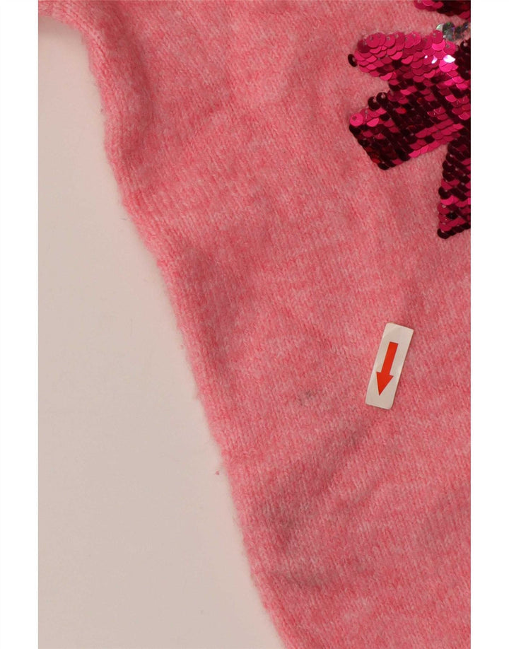 Marks & Spencer Womens Graphic Crew Neck Jumper Sweater UK 14 Medium Pink