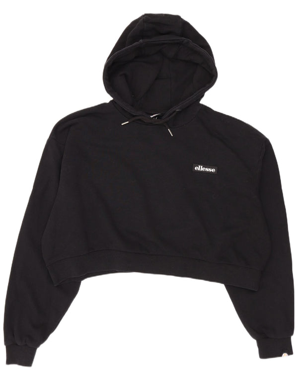 Ellesse Womens Oversized Crop Hoodie Jumper UK 10 Small Black Cotton