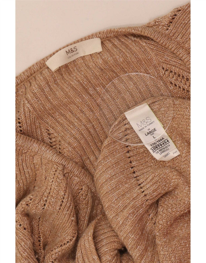Marks & Spencer Womens Cardigan Sweater UK 16 Large Beige Viscose