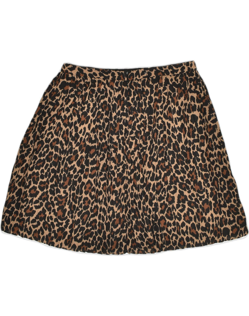 J. CREW Womens A-Line Skirt US 6 Medium W30 Brown Animal Print Polyester | Vintage J. Crew | Thrift | Second-Hand J. Crew | Used Clothing | Messina Hembry 