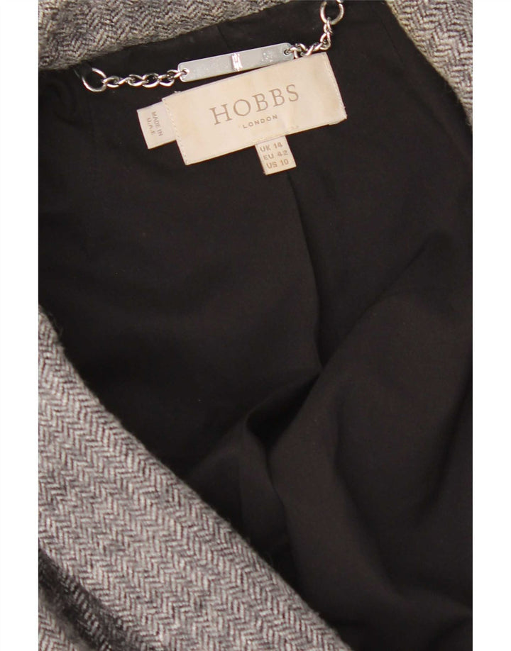 Hobbs Womens 3 Button Blazer Jacket UK 14 Large Grey Herringbone