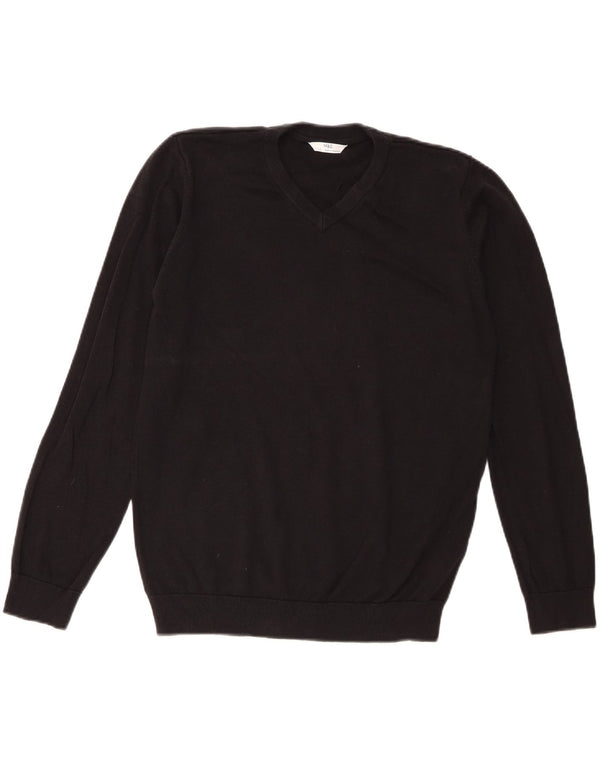 Marks & Spencer Boys V-Neck Jumper Sweater 14-15 Years Black Cotton