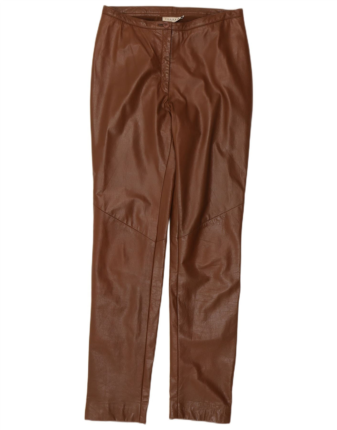 Hennes Womens Slim Leather Trousers EU 38 Medium W28 L33 Brown Leather