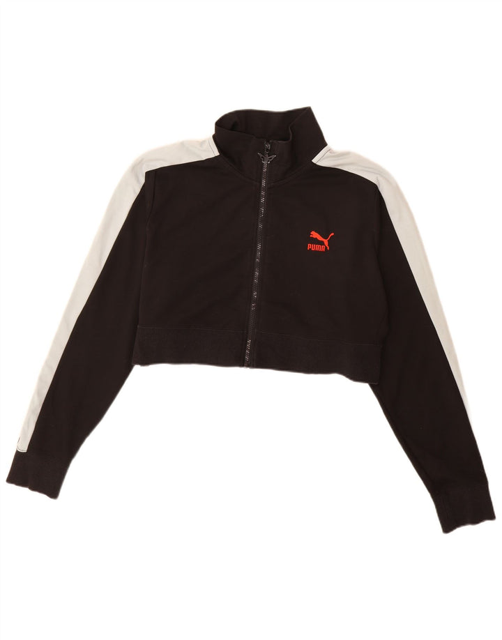 Puma Womens Crop Tracksuit Top Jacket UK 20 2XL Black Colourblock Polyester