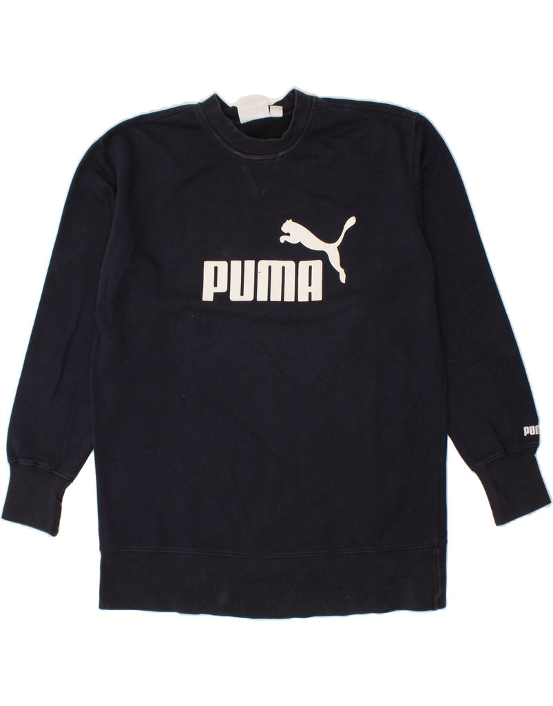 PUMA Mens Graphic Sweatshirt Jumper Medium Navy Blue Cotton Vintage Puma and Second-Hand Puma from Messina Hembry 