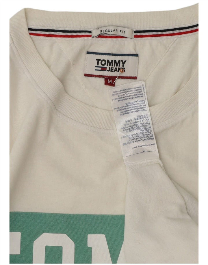Tommy Hilfiger Mens Graphic T-Shirt Top Medium White Colourblock