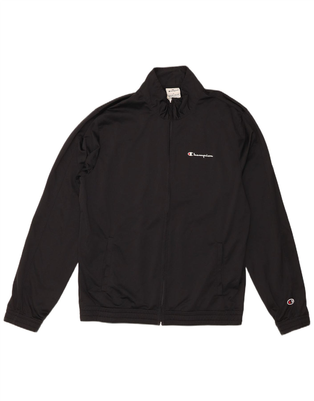CHAMPION Mens Tracksuit Top Jacket Large Black Polyester
