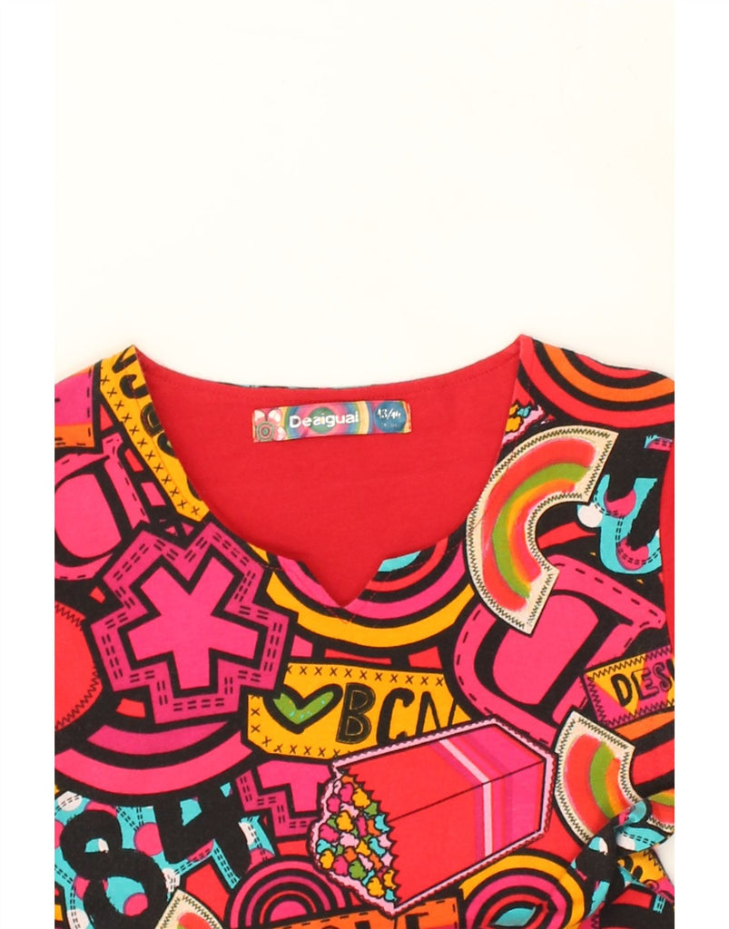 DESIGUAL Girls Graphic Tunic Top 13-14 Years Red Cotton | Vintage Desigual | Thrift | Second-Hand Desigual | Used Clothing | Messina Hembry 