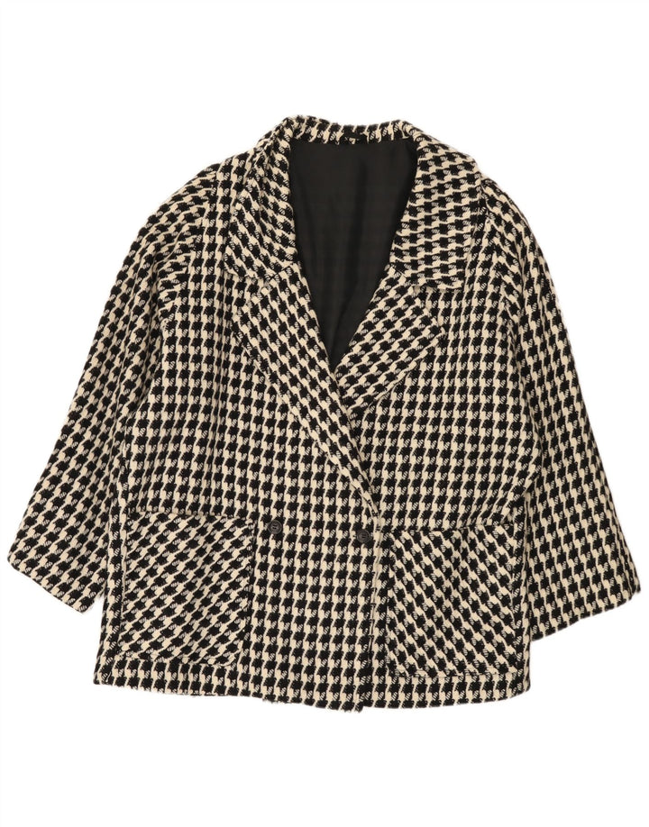 VINTAGE Womens Oversized Blazer Jacket UK 20 2XL Black Houndstooth