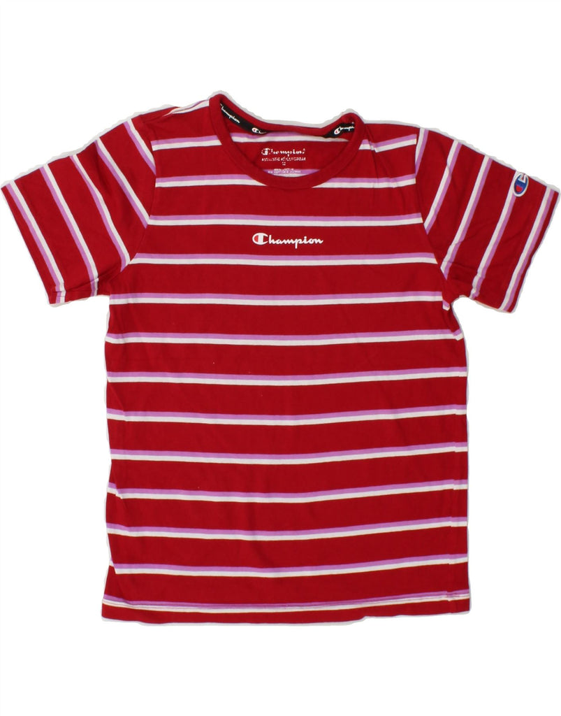 CHAMPION Girls T-Shirt Top 11-12 Years Red Striped Cotton Vintage Champion and Second-Hand Champion from Messina Hembry 