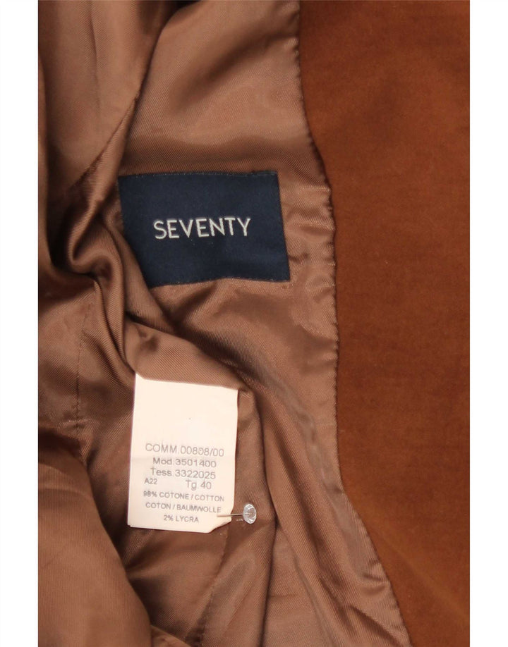 Seventy Womens 2 Button Blazer Jacket IT 40 Small Brown Cotton
