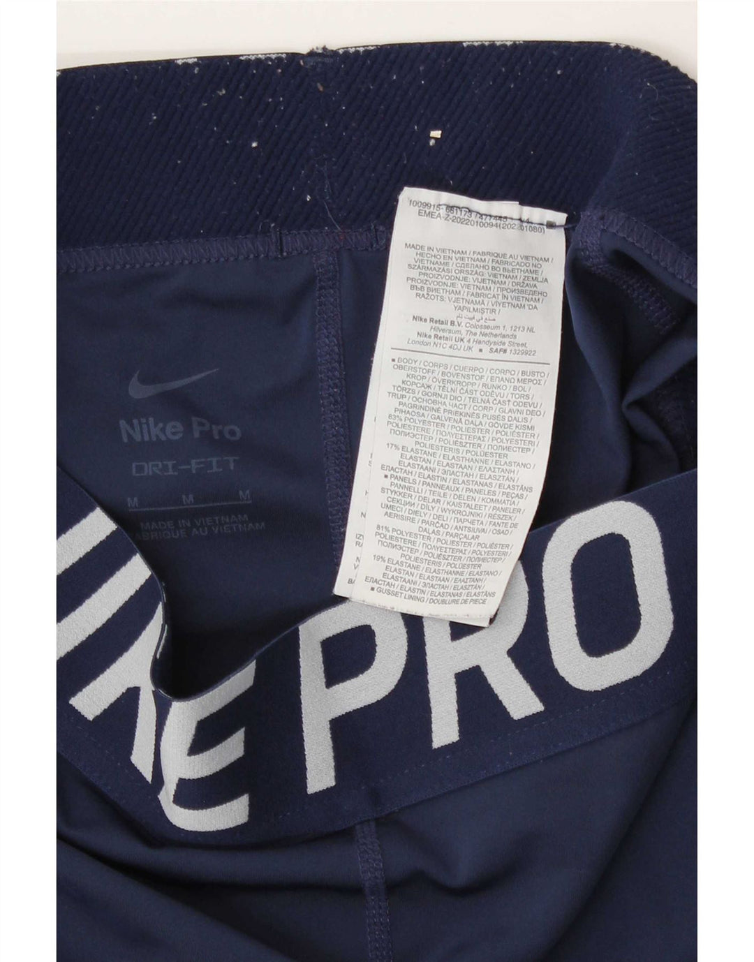 Nike Womens Dri Fit Graphic Leggings UK 12 Medium Navy Blue Polyester