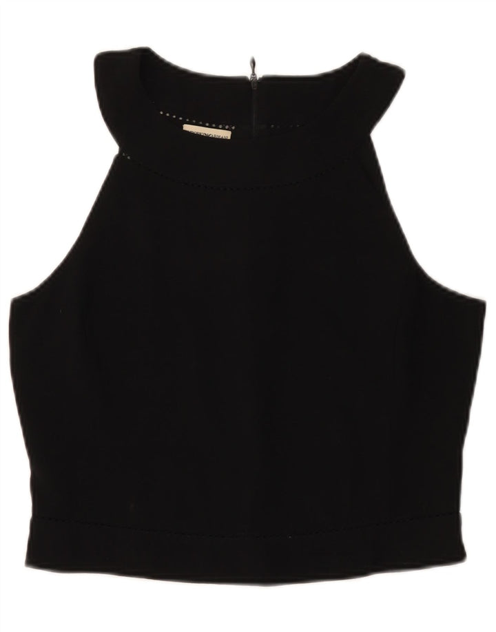 Emporio Armani Womens Crop Halter Top IT 46 Large Black Wool