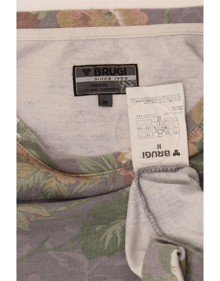 Brugi Womens Sweatshirt Jumper Medium Grey Floral Cotton