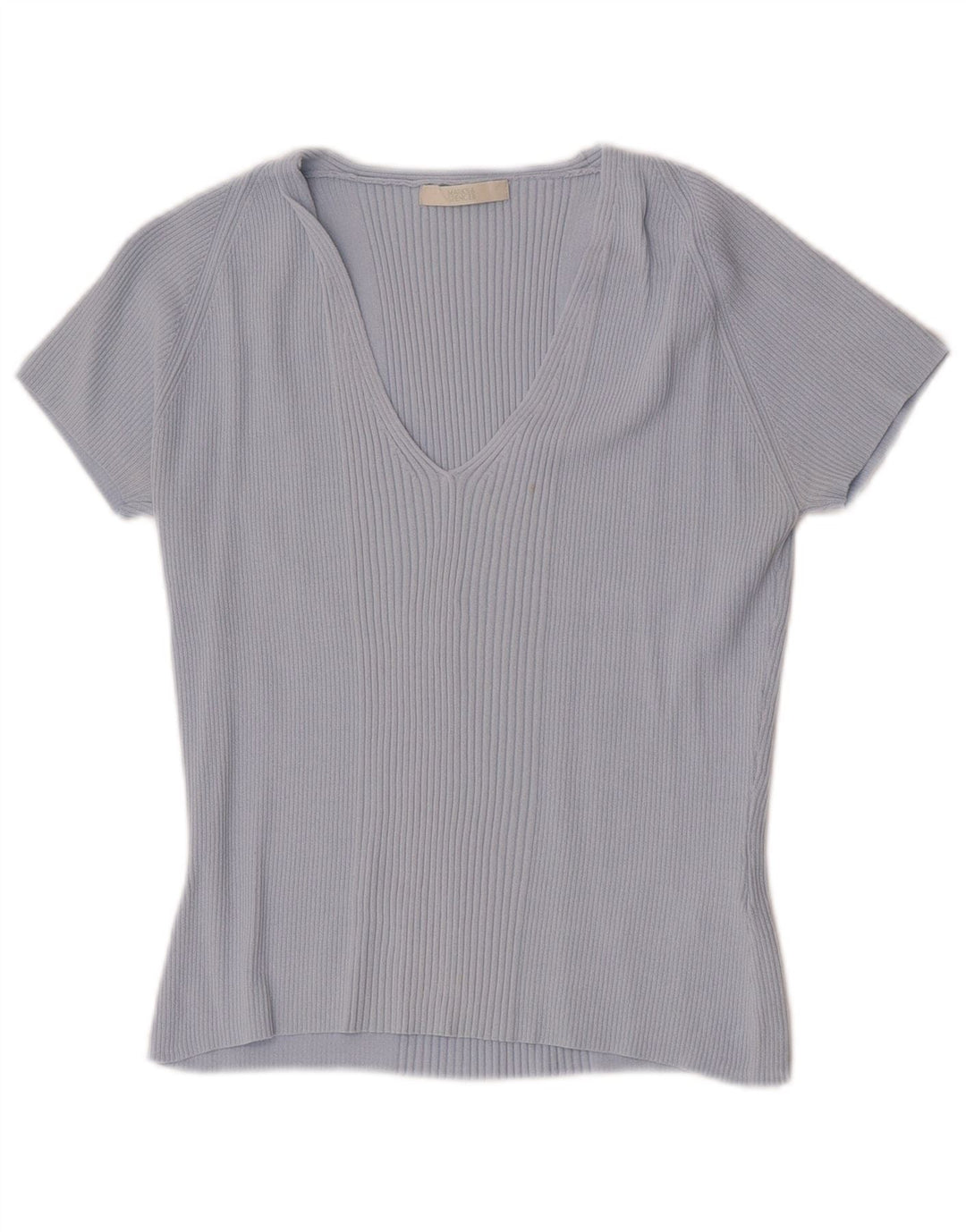 Marks & Spencer Womens Crop T-Shirt Top UK 14 Medium Blue Viscose
