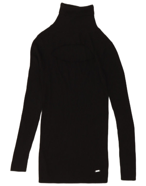 Guess Womens Roll Neck Jumper Sweater UK 6 XS Black Viscose