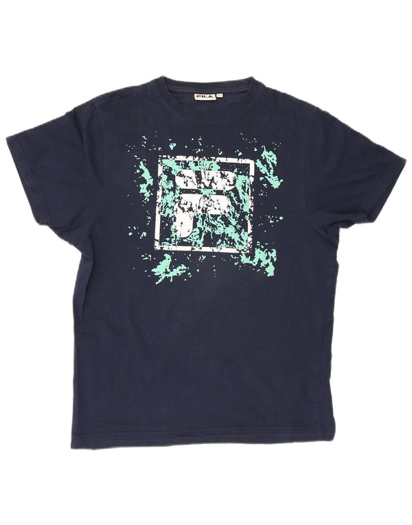 Fila Mens Graphic T-Shirt Top XS Navy Blue