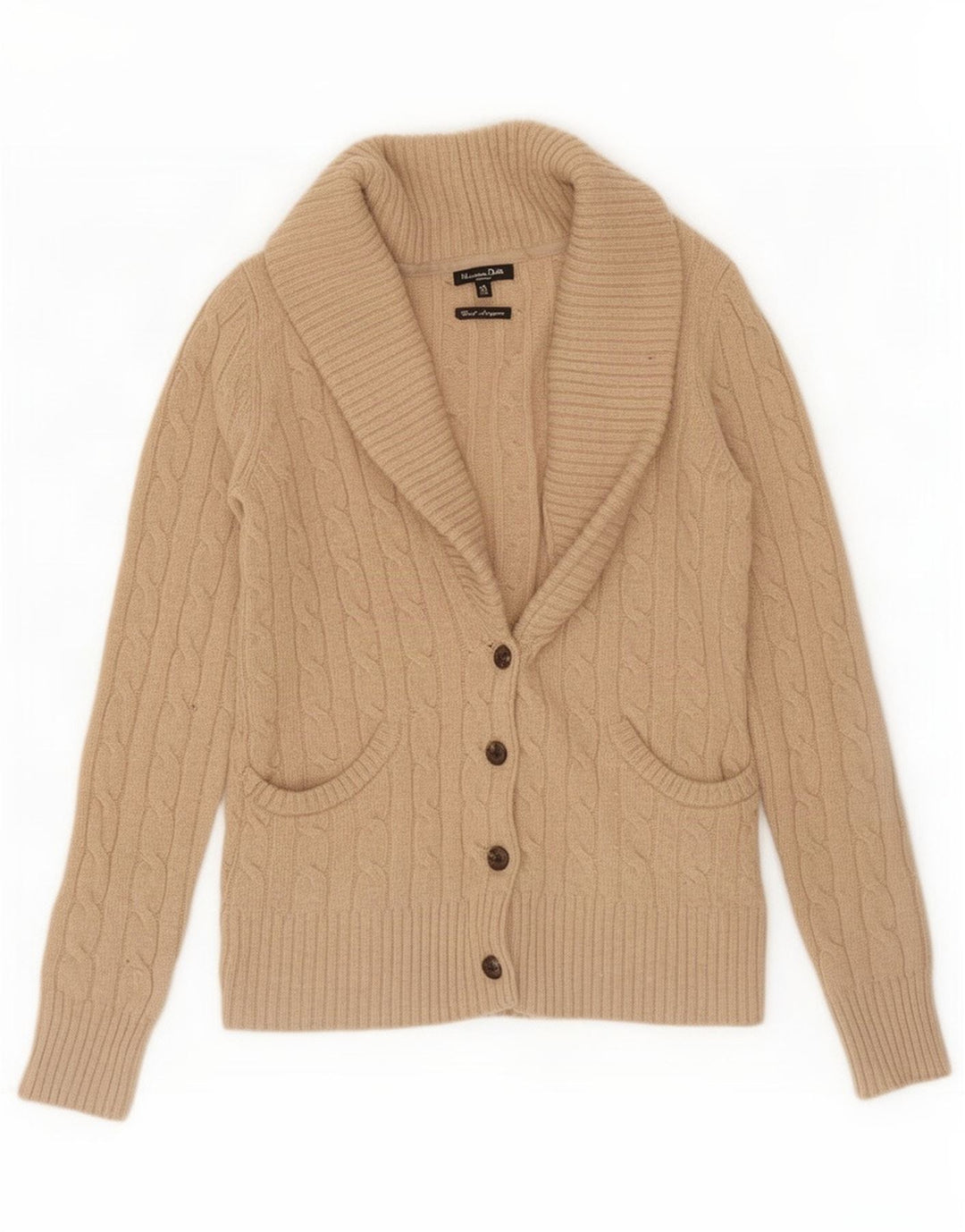 Massimo Dutti Womens Cardigan Sweater UK 12 Medium Brown Wool