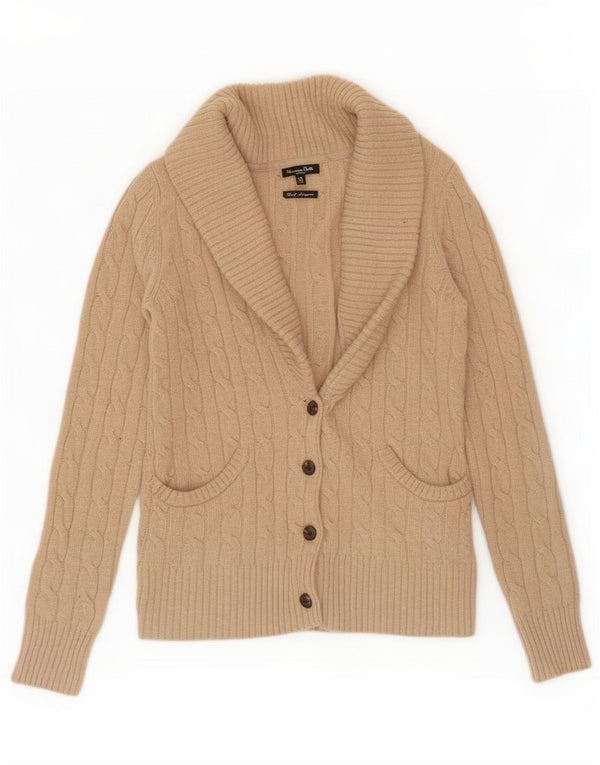 Massimo Dutti Womens Cardigan Sweater UK 12 Medium Brown Wool