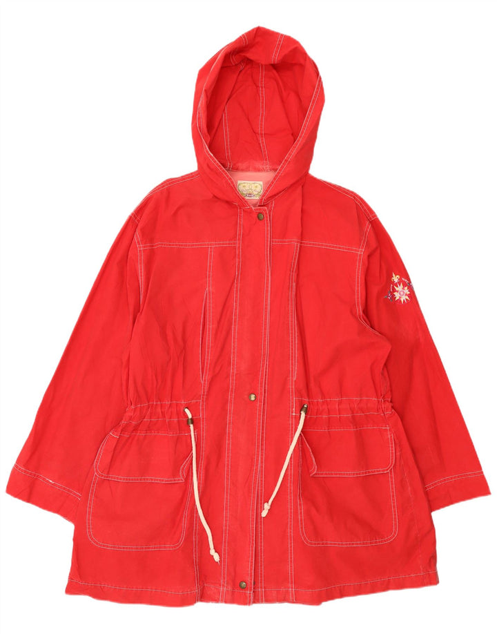 MASH Womens Oversized Hooded Utility Jacket UK 14 Medium Red Cotton