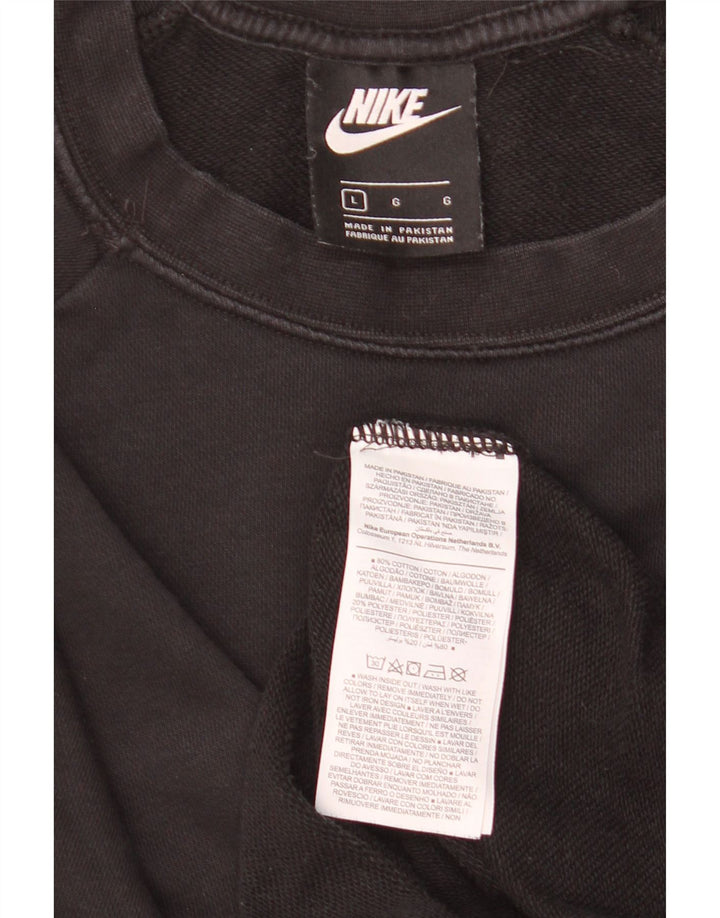 Nike Womens Sweatshirt Jumper UK 16 Large Black Cotton