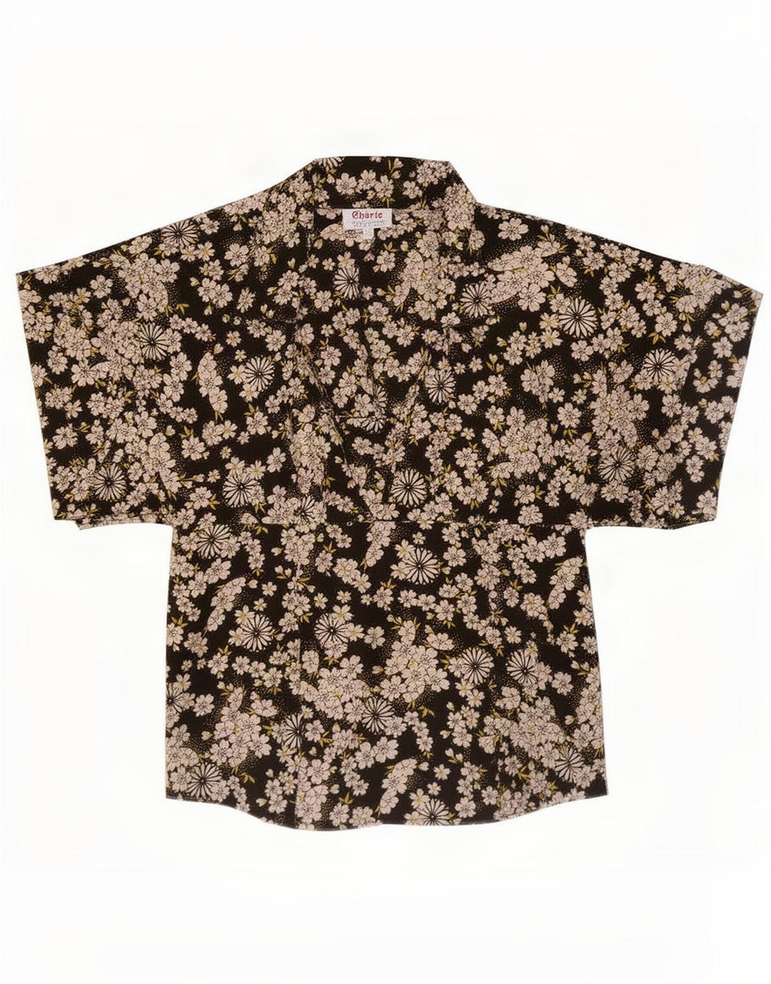 cherie Womens Blouse Top IT 42 Medium Black Floral