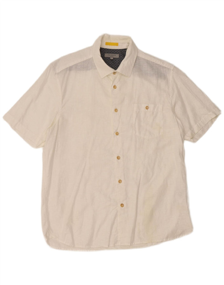 TED BAKER Mens Short Sleeve Shirt Size 5 XL White Linen