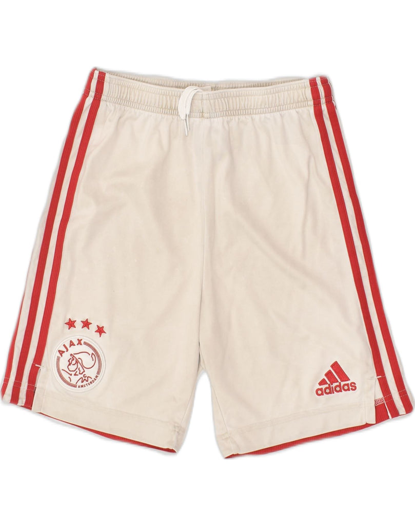 ADIDAS Boys Ajax Sport Shorts 13-14 Years Beige Polyester | Vintage Adidas | Thrift | Second-Hand Adidas | Used Clothing | Messina Hembry 